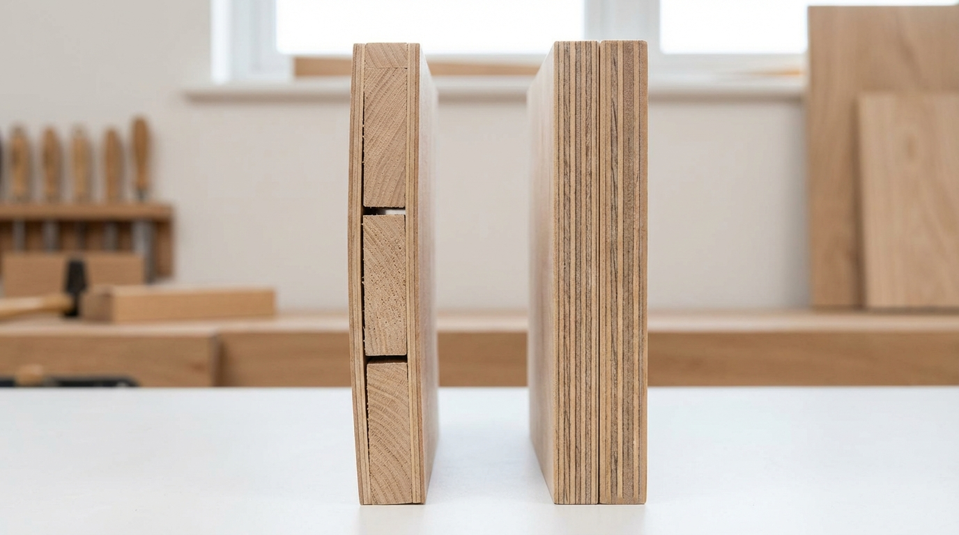 Blockboard vs plywood for kitchen shutters: durability & sagging