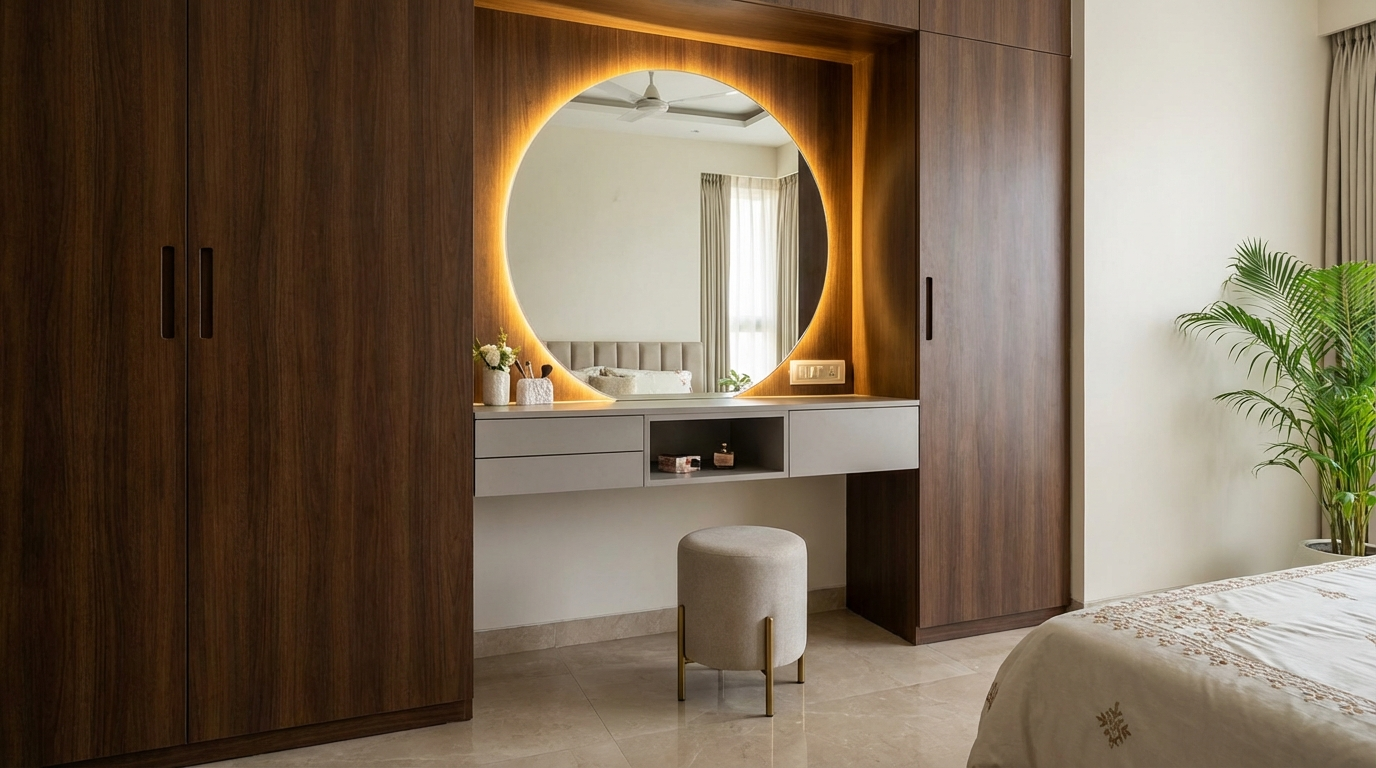 Dressing Table Design: 35+ Modern Vanity Ideas with Mirror, Storage & Lighting