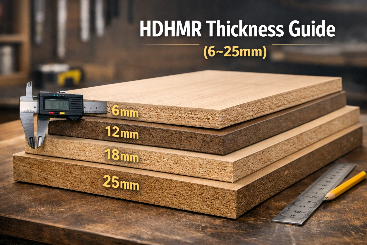 HDHMR Sheet Sizes & Thickness Guide (6mm–25mm): Density, Grades & Applications
