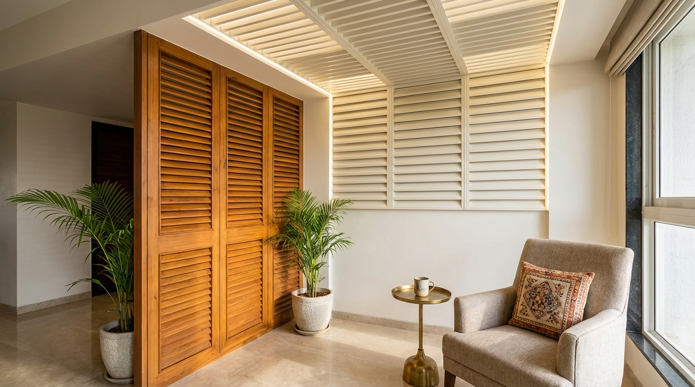 Louvers Panel Design: 25+ WPC, Wooden & PVC Louver Ideas for Wall & Ceiling