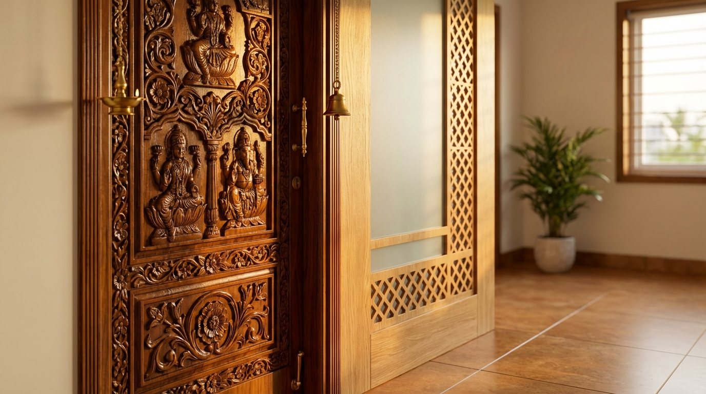 Temple Door Design: 20+ Traditional & Modern Pooja Room Door Ideas with Vastu Tips
